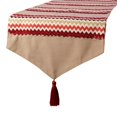 thumbnail image 1 of The HomeCentric Decorative Red Table Runner 4 Seater Table Runner (14 x 60 inch), Tassels, Beaded & Applique Table Runner, Linen fabric Table Linen, Chevron Pattern Modern Style - Chevron Bar, 1 of 9