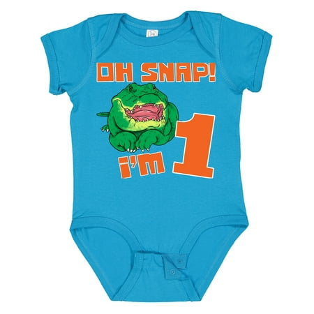 

Inktastic Oh Snap! I m 1 Cute Green Alligator Gift Baby Boy or Baby Girl Bodysuit