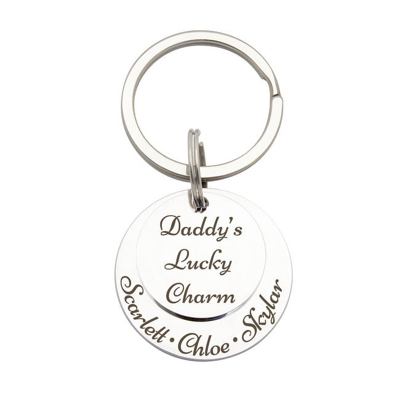 Anavia "Daddy's Lucky Charm" Father's Day Gift for Dad - Engraved Stack Keychain Stainless Steel - Father's Day Gift - Gift for Him - Custom Keychain - World's Best Dad - #1 Dad - Gift from Kids
