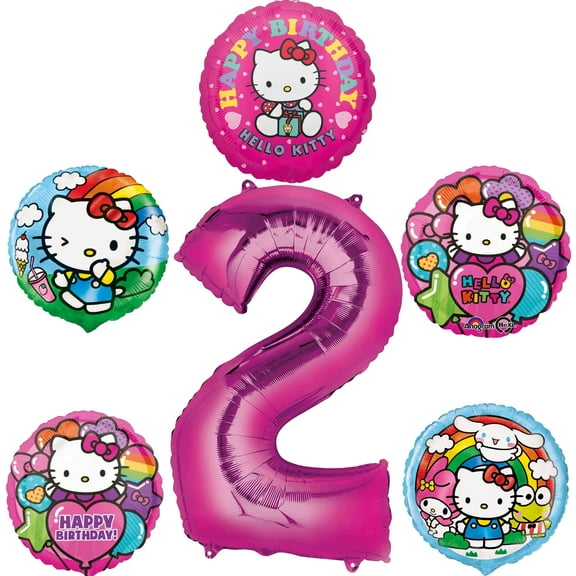 Hello Kitty 2nd Birthday Party Supplies Balloon Bouquet Decorations