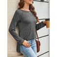 thumbnail image 5 of Fancyglim Womens Tunic Tops Long Sleeve Shirts Casual Crew Neck Blouse Fall Basic Side Slit Sweatshirts Pullover Gray XL, 5 of 7