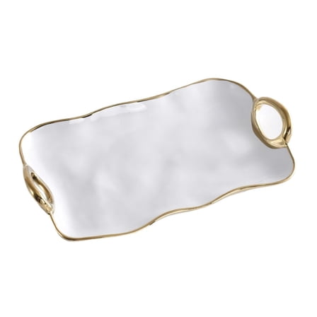 Pampa Bay Golden Handles Small Platter, Porcelain, 13.5" x 7.75" x 1.75"