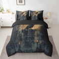 thumbnail image 3 of Manfei Black Gothic Crow Bedding Comforter Set 7pcs for Teens, Happy Halloween Queen Bedding Sets, Horror Spooky Style Reversible Queen Sheet Sets, Breathable Home Decor, 3 of 8