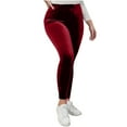 thumbnail image 2 of Karight Women's High Waist Velvet Elastic Leggings Velvet Warm Yoga Pants Buttery Soft Velour Leggings, 2 of 8