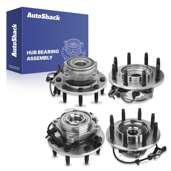 AutoShack Front & Rear Hub Bearing Assemblies for GMC, Sierra 1500 2005, AWD RWD 4WD V6 4.3L V8 4.8L 5.3L 6.0L - With ABS, 8-Lug