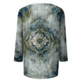 thumbnail image 6 of WTOBBY Women's Retro Style 3/4 Sleeve Round Collar Printed Blouse with Floral Design, Ladies Casual Top for Retro Look, Comfortable T-Shirt for Everyday Fashion,Mint Green S, 6 of 7