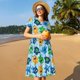 thumbnail image 4 of Easygdp Cartoon Monster para Vestido Transpirable de Mujer, Vestido Suelto de Manga Corta con Pliegues y Bolsillos para el Verano, 4 of 6