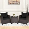thumbnail image 3 of Gymax 3PCS Outdoor Patio Rattan Conversation Set Garden Yard w/ Black Cushions, 3 of 10