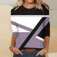 thumbnail image 2 of YanHoo 3/4 Sleeve Tshirts Shirts for Women Plus Size 3/4 Sleeve Tunic Tops Dressy Color Block 3/4 Sleeve Blouse Tops Pullover Crewneck Sweatshirts, 2 of 6