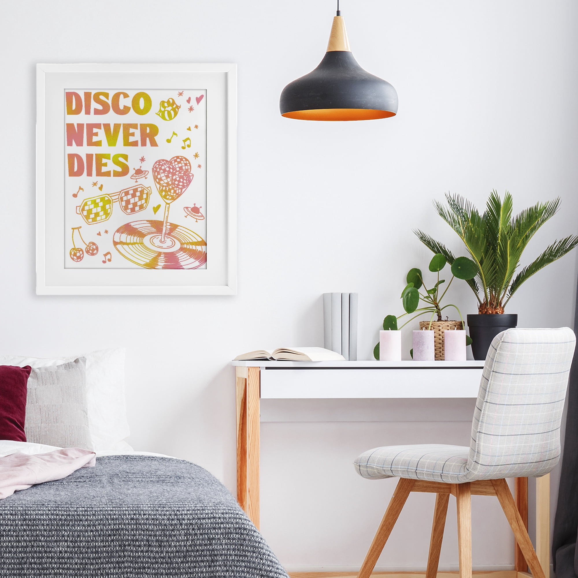Stupell Industries Disco Never Dies White Framed Print Under Glass, design by Ziwei Li