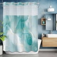 thumbnail image 6 of No Hook Shower Curtain with Snap in Liner, Green Marble Gold Line Watercolor Gradient Waterproof Bath Curtain Double Layers with See Through Top Window, Modern Abstract Art Shower Curtains 72x84in, 6 of 9