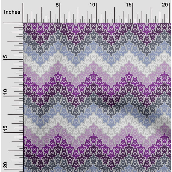oneOone Viscose Chiffon Purple Fabric Turtle Block Fabric For Sewing Printed Craft Fabric By The Yard 42 Inch Wide