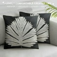 thumbnail image 3 of HENGT  Black White Leaves Throw Pillow Cover Square Cushion Case with Stitched Edge Luxury Modern Decorative Pillowcase for Couch Living Room Bedroom, 3 of 5