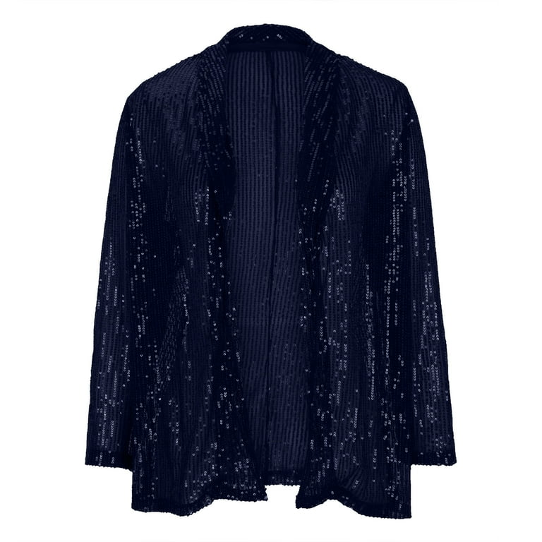 Spring Savings Clearance Sparkly Sequin Cardigans for Women Plus Size Clearance Womens Silver Glitter Cardigan Long Sleeve Open Front Outerwear
