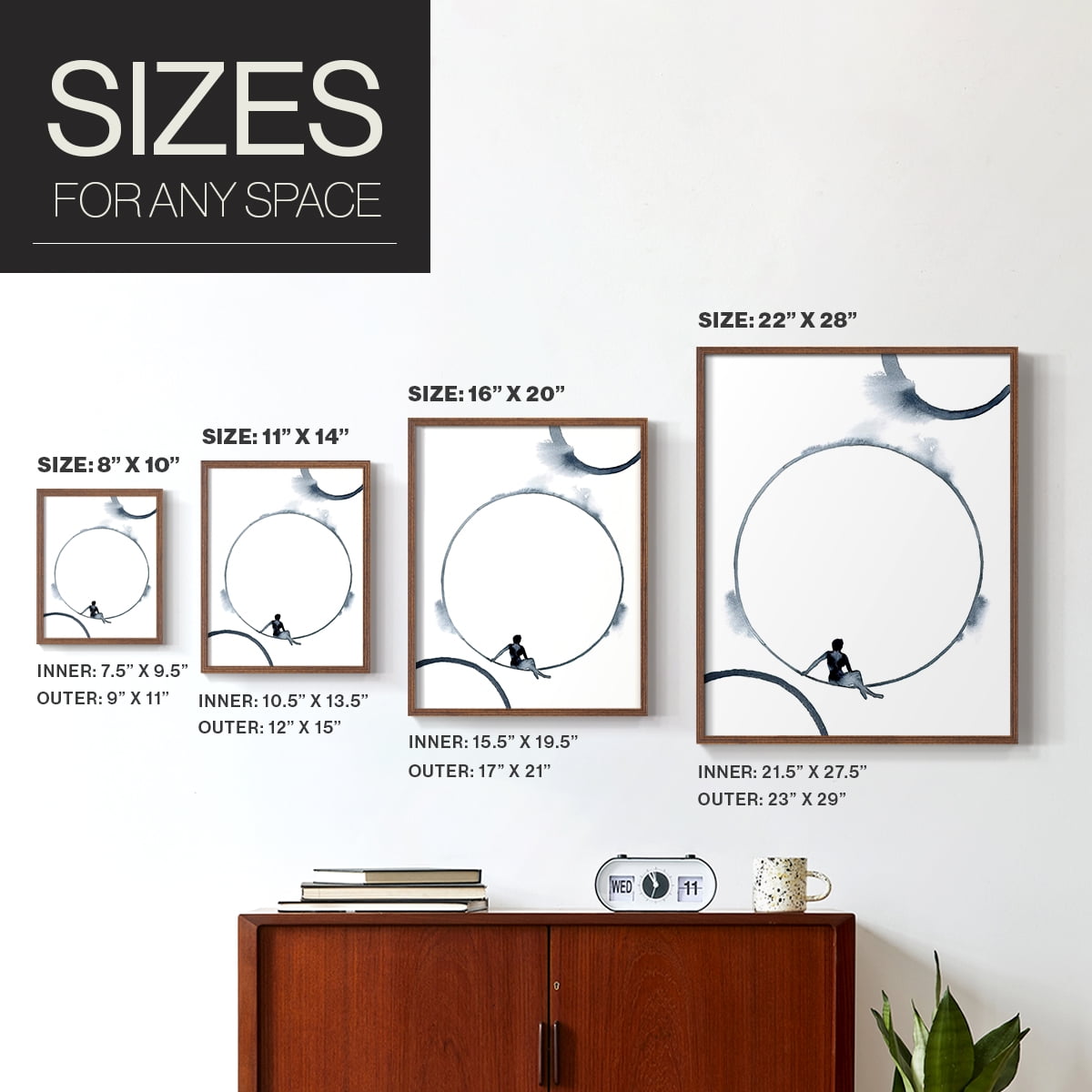 Woman in the Moon II Framed Print - Solid Wood in Single Picture Frame Solid Wood 2 Framed Print
