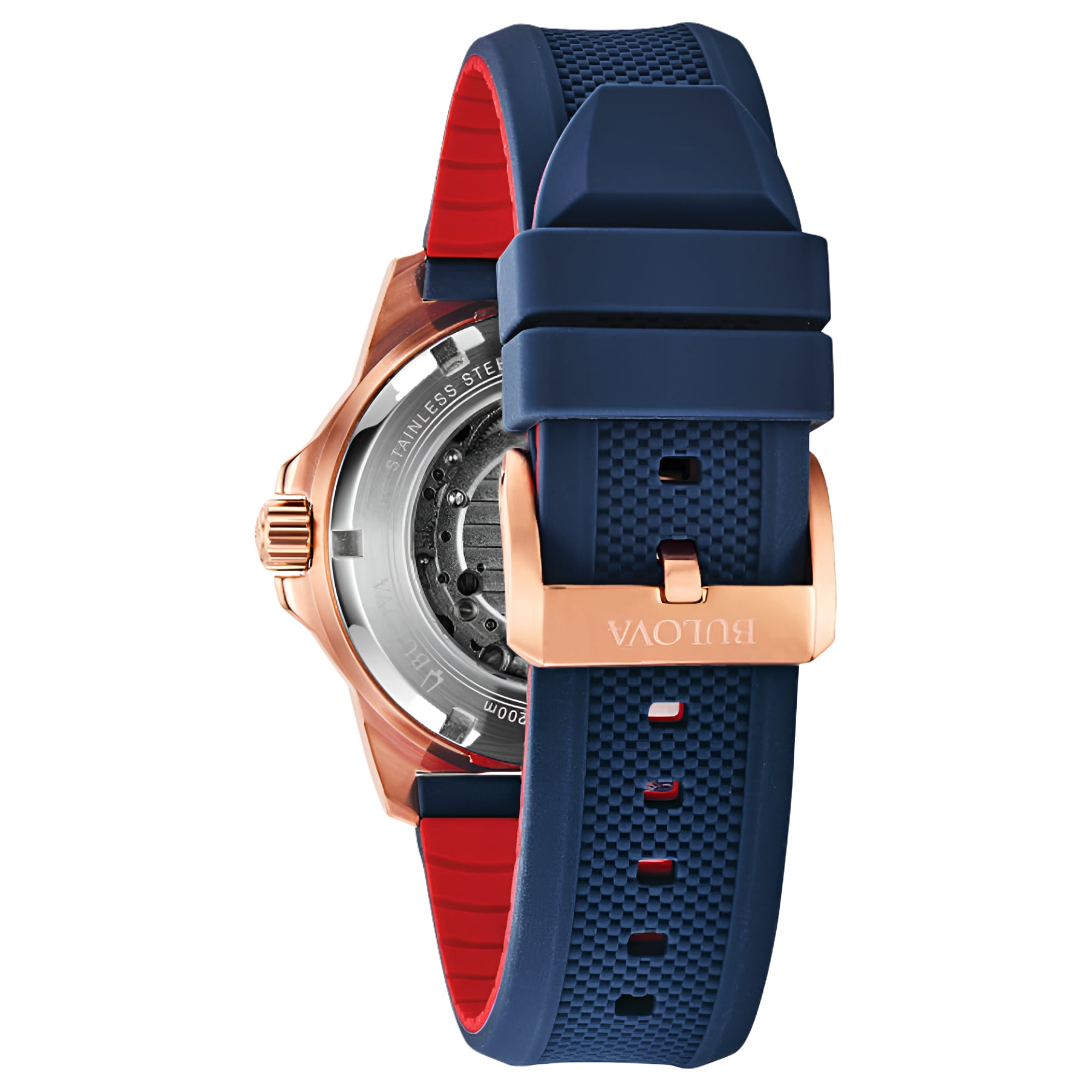 Bulova Men s Marine Star Automatic Watch Blue Silicone Strap Dial 98A227 Walmart