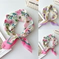 thumbnail image 3 of Xfvqtps Womens Silk Scarf Flower Print Lively Fashion Versatile Multi Functional Decorative Breathable Spring and Summer Cotton and Linen Headband Square Scarf Purple, 3 of 3