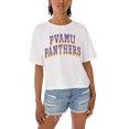 thumbnail image 3 of Women's Gameday Couture White Prairie View A&M Panthers Claim To Fame Boxy Cropped T-Shirt, 3 of 5