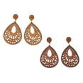 thumbnail image 4 of Bohemian Women Wooden Ears Dangle Pendant Hook Ears Coffee Color, 4 of 6