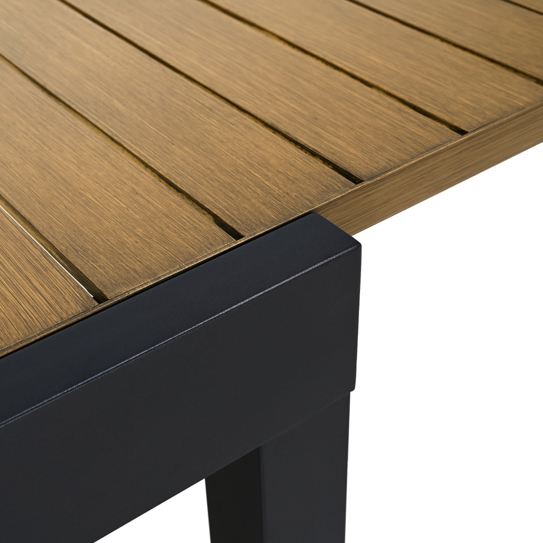 Expandable Aluminum Outdoor Patio Dining Table for 4-8, Extendable 38" to 76", Weather-Resistant, Teak