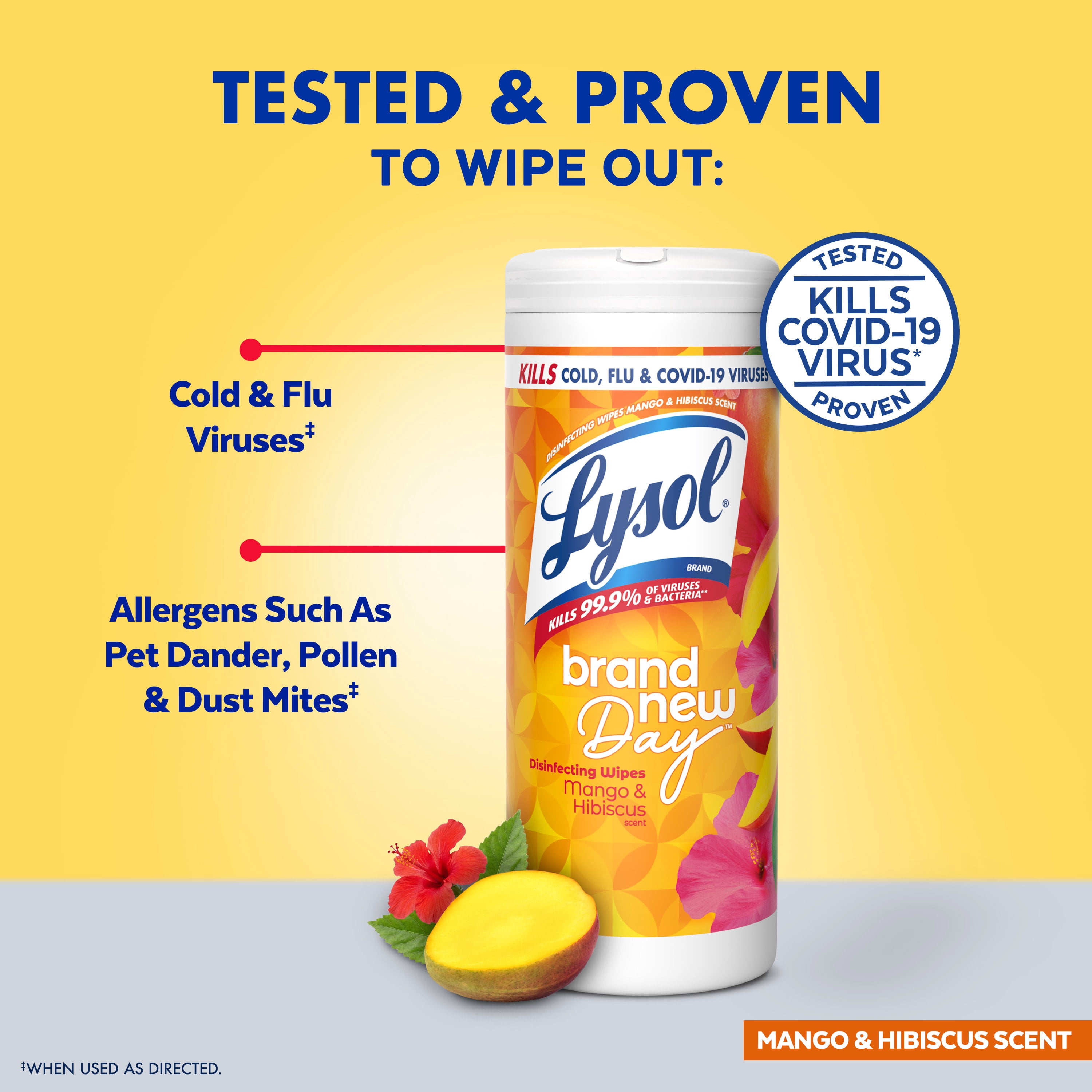 Lysol Disinfecting Wipes, All Purpose Cleaner, Multi Surface Antibacterial Cleaning Wipes, Cleaning Supplies, Mango & Hibiscus Scent, 35 Count