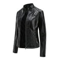 thumbnail image 6 of Miluxas Women's Faux Leather Classic Asymmetrical Motorcycle Jacket (Standard & Plus Sizes) Black 14(XXXL), 6 of 6