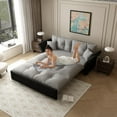 thumbnail image 6 of 74.8'' Pull Out Sofa Bed Queen, Convertible Sleeper Sofa Couch, Velvet Loveseat Recliner, Comfy Cloud Futon Couch for Living Room, Apartment, Small Space, Bedroom, RV, Grey, 6 of 11