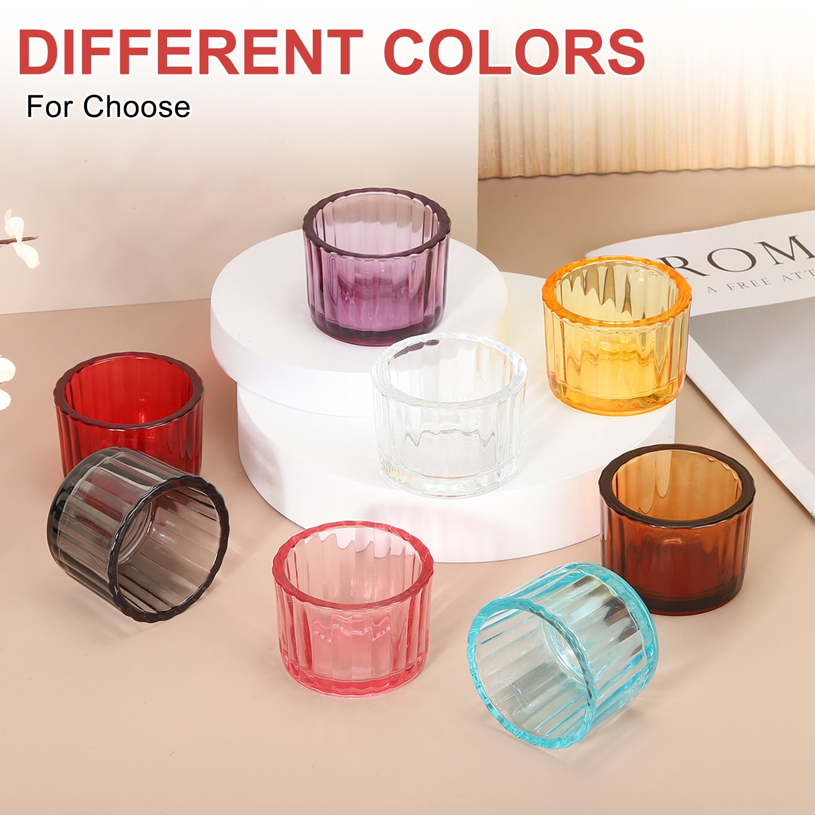 Uxcell Glass Empty Candle Jars, 4 Pcs Ribbed Candle Containers for Candle Making, DIY Gifts, Home Decor, Storage, Amber