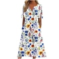 thumbnail image 1 of Robe Décontractée pour Femmes pour l'Été, Imprimé Vintage, Robe T-Shirt à Manches Courtes, Ample, Midi de Plage, Robe d'Été avec Poches, 1 of 5