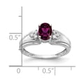 thumbnail image 2 of Solid 14k White Gold 7x5mm Oval Rhodolite Garnet January Red Gemstone Diamond Engagement Ring Size 5 (.072 cttw.), 2 of 3