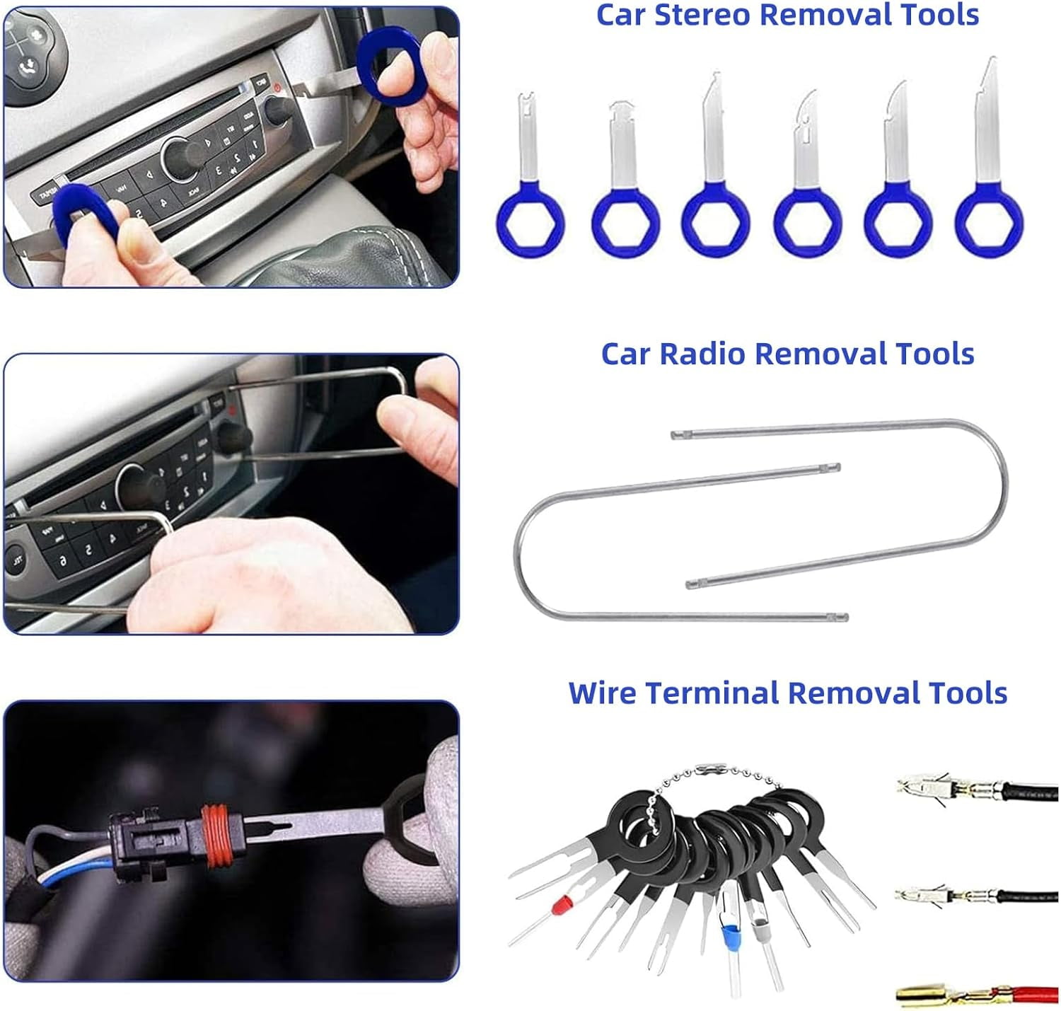 stusgo 148Pcs Trim Removal Tool Kit, Car Panel Door Window Audio Pry Tool Kit, Auto Clip Pliers Fastener Remover, Push Pin Puller, POM Material Interior Trim Repair Tools Set with Storage Bag