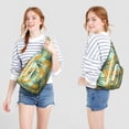 thumbnail image 2 of Exotic Floral Sling Backpack – Palm Leaf & Tropical Flowers Pattern, Durable Anti-Theft Pack for Students, 2 of 4