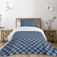 thumbnail image 3 of Ambesonne Navy Blue Quilted Bedspread Set 2 Pcs, Daisy Like Flowers, Twin Size, Navy Blue and White, 3 of 6