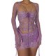 thumbnail image 1 of Suéteres De Punto Bra Top Cardigan Mini Falda Señoras Estilo Y2k Traje con Cordones Kuymtek  Púrpura T M para Mujer, 1 of 9