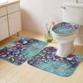 thumbnail image 4 of Purple Beige Flowers Bathroom Rugs Set Vintage Teal Mottled Walls Plant Non Slip Absorbent Soft Bath Mats 3 Piece Set with Bathroom Rug, U-Shaped Floor Mat, Toilet Seat Cover Small Size, 4 of 9