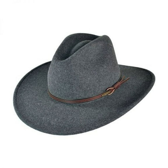 Grey Bull Crushable Wool Felt Aussie Hat - S - Gray Mix