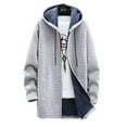 thumbnail image 3 of Brnmxoke Mens Long Cardigan Hoodies Full Zip Fleece Lined Sweaters Open Front Hooded Knitted Cardigans Sweater Winter Warm Coats with Pockets Gray,XXL, 3 of 5
