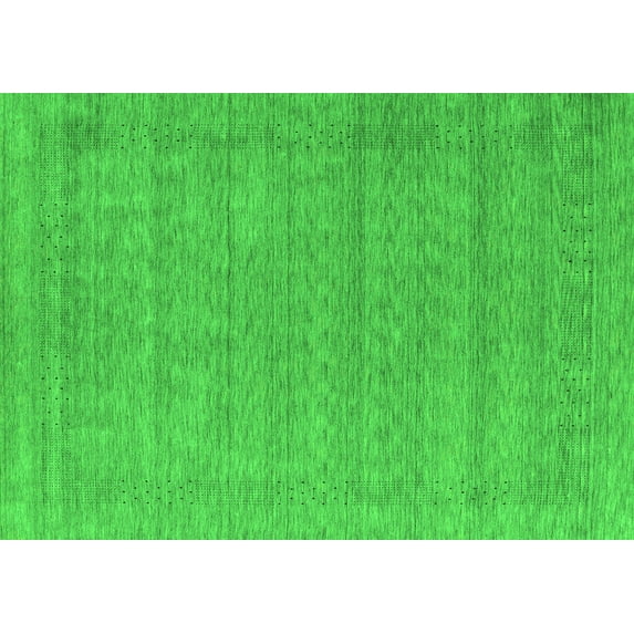 Ahgly Company Indoor Rectangle Abstract Green Contemporary Area Rugs, 2' x 4'