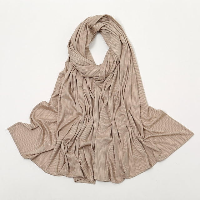 Jusqu'à 10 $ Bandeau Brun Femmes Décontracté Mode Simple Couleur Unie Multicolore Tricot Côtelé Hijab Musulman