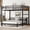 Walnut 29, variant on Full over Full Metal Bunk Bed Separable into Loft Bed and Platform Bed, Vintage Wood-Colored with Raised Security Fence, MDF+Metal, 77.6L x 59.1W x 59.1H Inches, Black