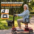 thumbnail image 5 of Havlo 4-Wheel Mobility Scooter for Seniors & Adults, 12.4-Mile Range, Removable Lithium Battery, Wider Adjustable Seat & Armrests, Foldable Electric Mobility Scooter for Everyday & Outdoor Use,Red, 5 of 12