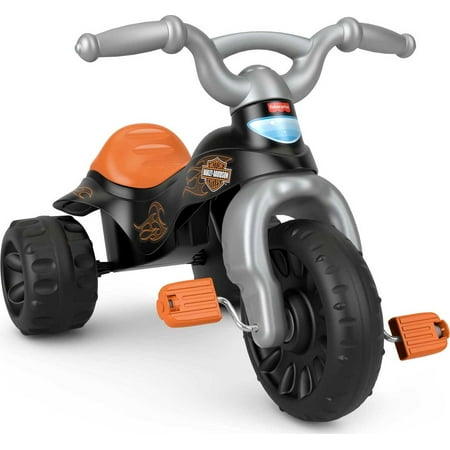 Fisher-Price Harley-Davidson Tricycle with Handlebar Grips, Multi-Terrain Tough Trike, Toddler Toy