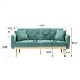 thumbnail image 7 of Velvet Accent Sofa, Convertible Futon Sofa Bed with Metal Feet, Modern Upholstered Folding Sofa Bed Recliner Couch Sofa with Two Couch Pillows, Loveseat Sofa Bed for Living Room Bedroom, Mint Green, 7 of 7