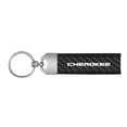 thumbnail image 1 of Jeep Cherokee Real Carbon Fiber Leather Key Chain with Black Stitching, 1 of 4