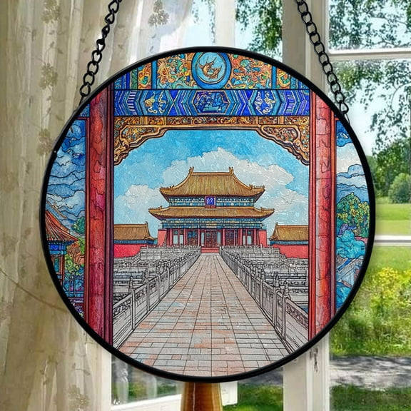 Forbidden City Stained Glass Ornament 2025, Travel Landmark Christmas Decoration, Holiday Keepsake Gift, Collectible Souvenir, Glass Look Hanging Decor, Xmas Tree Decoration,