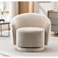thumbnail image 1 of Silla de barril giratorio de terciopelo de 366 grados, sillón moderno de acento plisado con base resistente y cojín acolchado grueso, 1 of 5