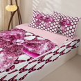 thumbnail image 3 of Homewish Chic Pink Bows Zipper Twin Comforter Sets with Fitted Sheet and 2 Pillowcases,Safari Butterflies Hotpink Sequin Print Zipper Bedding Set For Girls Kids,Reversible,4-Piece, 3 of 7