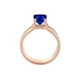 thumbnail image 4 of Lab Created Blue Sapphire 1.20 ctw Engagement Ring with Diamonds 14K Rose Gold Bridge Channel set Princess, 4 of 4
