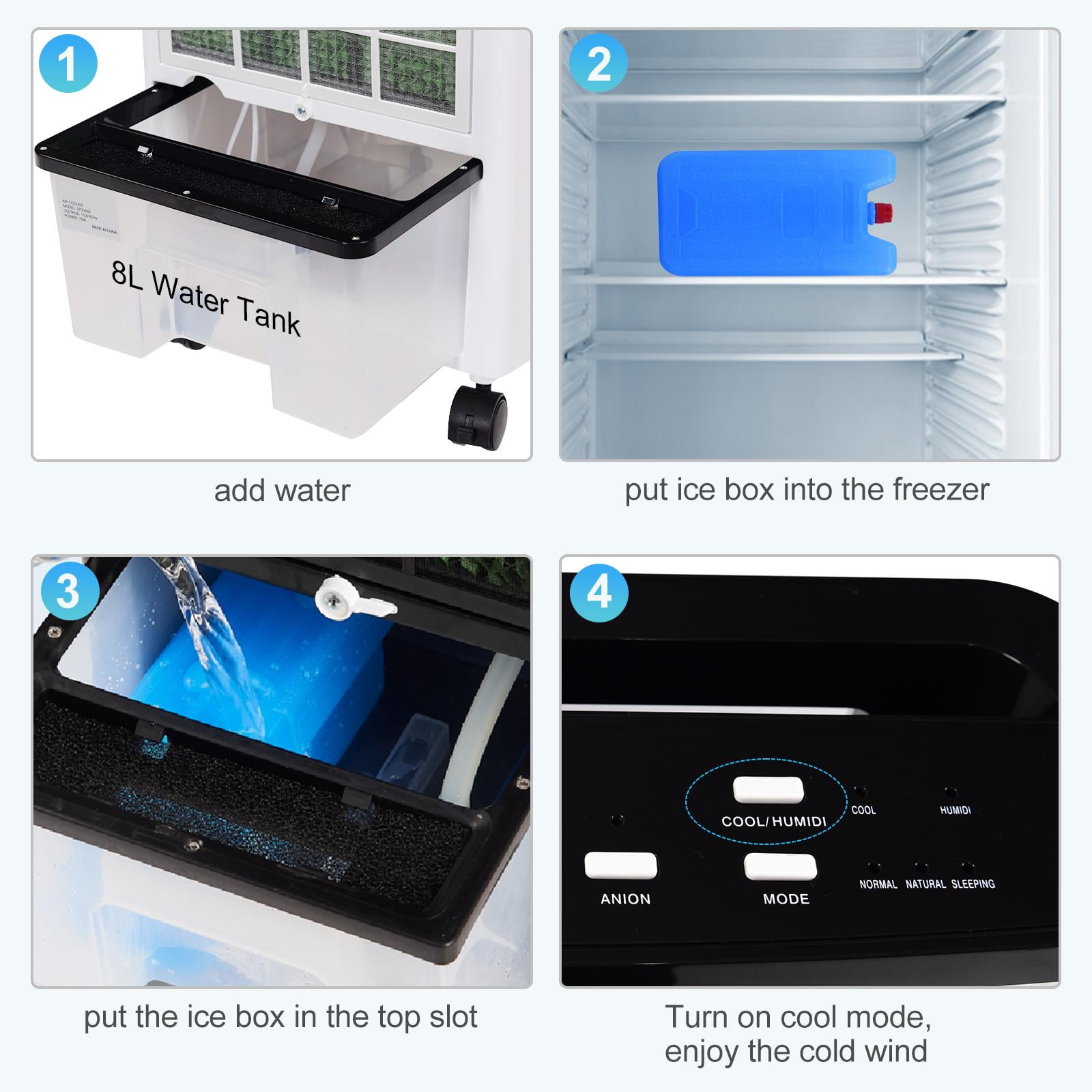 Giantex Portable Air Cooler, Electric Air Cooling Machine w/3 Modes, 3 Speeds and Timer Function, Cooling Fan, Idea for Home Office