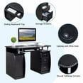 thumbnail image 2 of 115x55x74cm 15mm MDF Portable Computer Desk with Door and 3 Drawers Black, 2 of 7